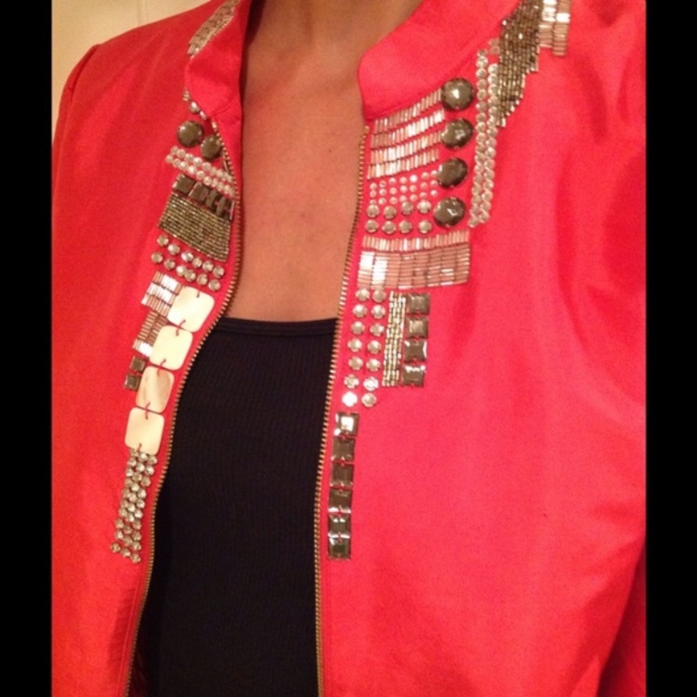 Magaschoni Pink Silk Bomber Jacket 10
